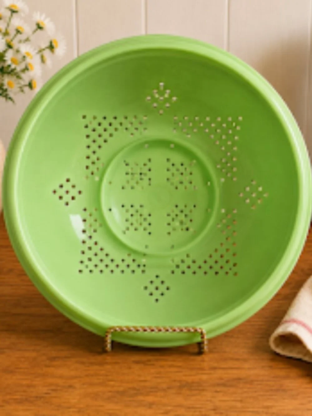 Vintage Tupperware Jadeite Green Plastic Strainer Colander EUC